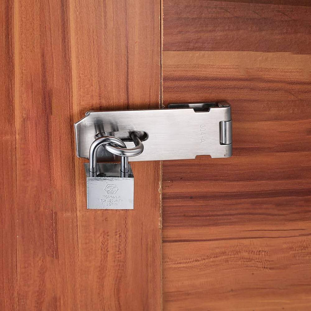 2 Pcs Padlock Hasp Latch Locks, Stainless Steel Gate Door